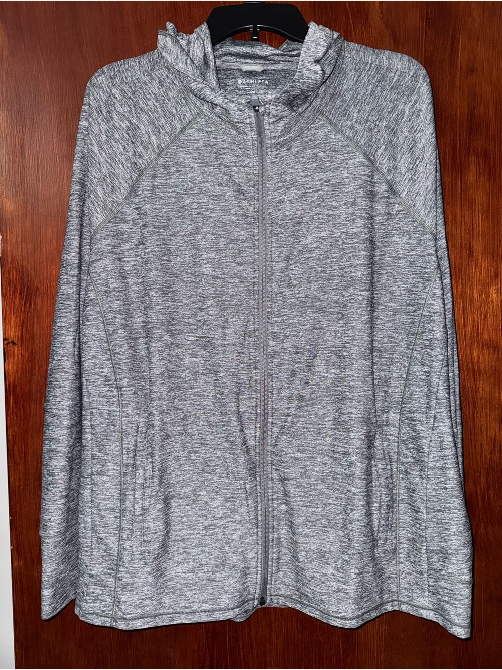 Athleta 2X Gray Full-Zip Heathered Jacket